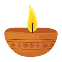 candle indian ornamental in ceramic pot on white background vector