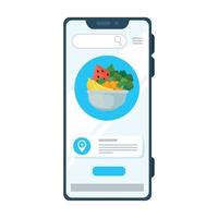 online shopping fruits through an app in a smartphone vector