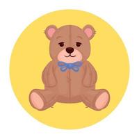 toy teddy bear, in round frame vector