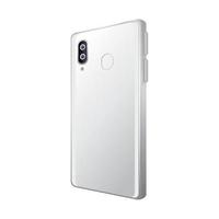 back view, realistic smartphone mockup of white color, on white background vector