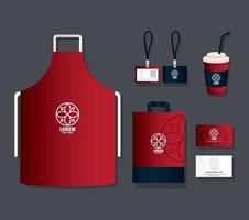 brand mockup corporate identity, mockup stationery supplies red color with white sign vector