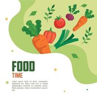 banner with food time vegetables, concept healthy food vector