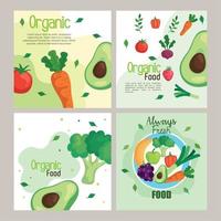 pancartas con verduras y frutas, concepto de comida saludable vector