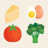 conjunto de verduras frescas y alimentos saludables, concepto de alimentos saludables vector