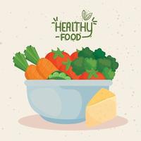 banner with healthy food in bowl, concept healthy food vector