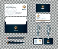 corporate identity brand mockup, mockup of stationery supplies, black color with golden sign vector