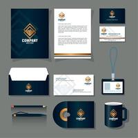 corporate identity brand mockup, stationery supplies black color with golden sign vector