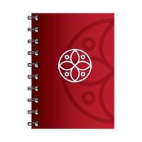notebook red color mockup with white sign, corporate identity