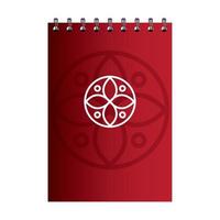 notebook red color mockup with white sign, corporate identity