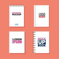 set of corporate identity branding mockup, mockup with books and notebooks of covers white color vector