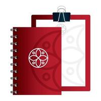 mockup clipboard red and document, notebook, with white sign, corporate identity vector