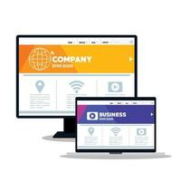 mockup responsive web, concept website development in computer and laptop vector