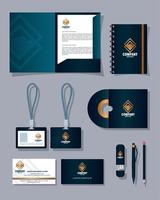 brand mockup corporate identity, mockup stationery supplies, black color with golden sign