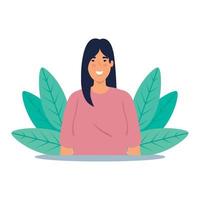 asian young woman, on nature scene vector