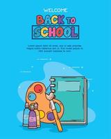 welcome back to school, with set supplies education vector