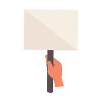 hand with protest placard, in white background vector