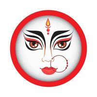 maa durga face in circle frame vector