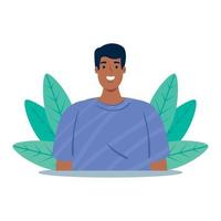 young man mulatto on nature scene vector