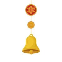golden bell hanging, in white background vector