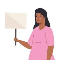 protest, woman holding banner, manifesting vector