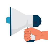 hand with megaphone on white background vector
