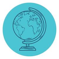 world planet earth school supply, line style in circle frame vector