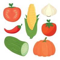 set of delicious fresh vegetables vector