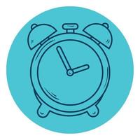 alarm clock, wake up time, line style in circle frame vector