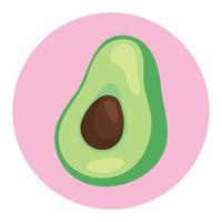 verdura de aguacate fresco en marco redondo, en fondo blanco vector