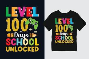 diseño de camiseta de nivel 100 días de escuela desbloqueada vector