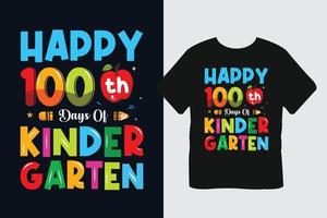 feliz día 100 de jardín de infantes diseño de camiseta vector