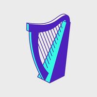 Irish Celtic harp isometric vector icon illustration