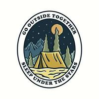 Go outside camping nature design for badge, sticker, patch, t shirt vector design