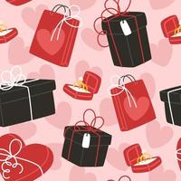 patrón de día de san valentín sin costuras con cajas en estilo plano vector