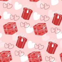 Seamless valentines day pattern with boxes in flat style vector