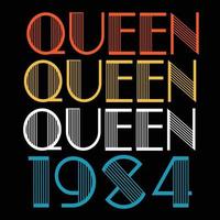 Queen Are Born In 1984 Vintage Birthday Sublimation Vector
