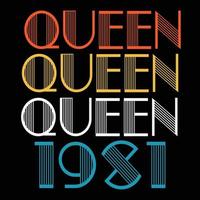 Queen Are Born In 1981 Vintage Birthday Sublimation Vector