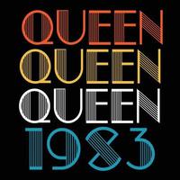 Queen Are Born In 1983 Vintage Birthday Sublimation Vector