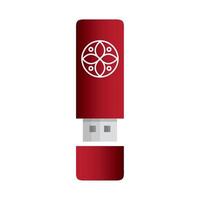 maqueta de color rojo usb con signo blanco, identidad corporativa vector