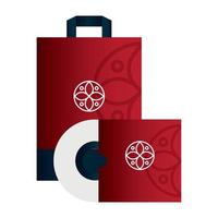 mockup compact disc with bag paper red color with white sign, corporate identity
