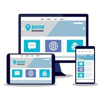 mockup responsive web, concept website development on devices electronics vector