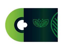 maqueta de disco compacto con signo de empresa verde, identidad corporativa vector