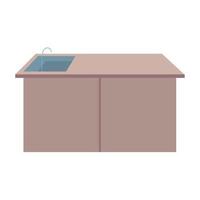 kitchen sink with wooden drawers, in white background vector