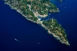 Portofino Italy aerial view from airplane photo