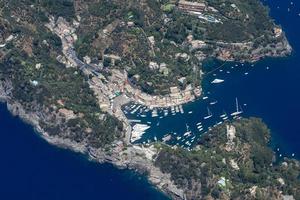 Portofino Italy aerial view from airplane photo