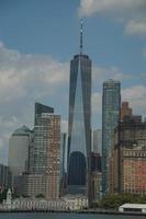 new york view cityscape from hudson river liberty island photo