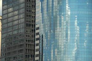 detail of skyscrapers of new york view cityscape from hudson river liberty island photo