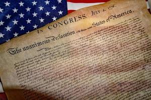 Declaration of independence 4th july 1776 on usa flag photo