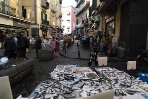 naples street fish market in spanish district photo