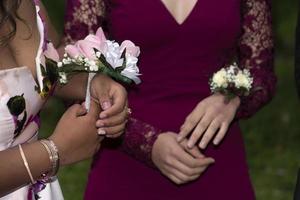 Prom young teenager boys and girls hands photo